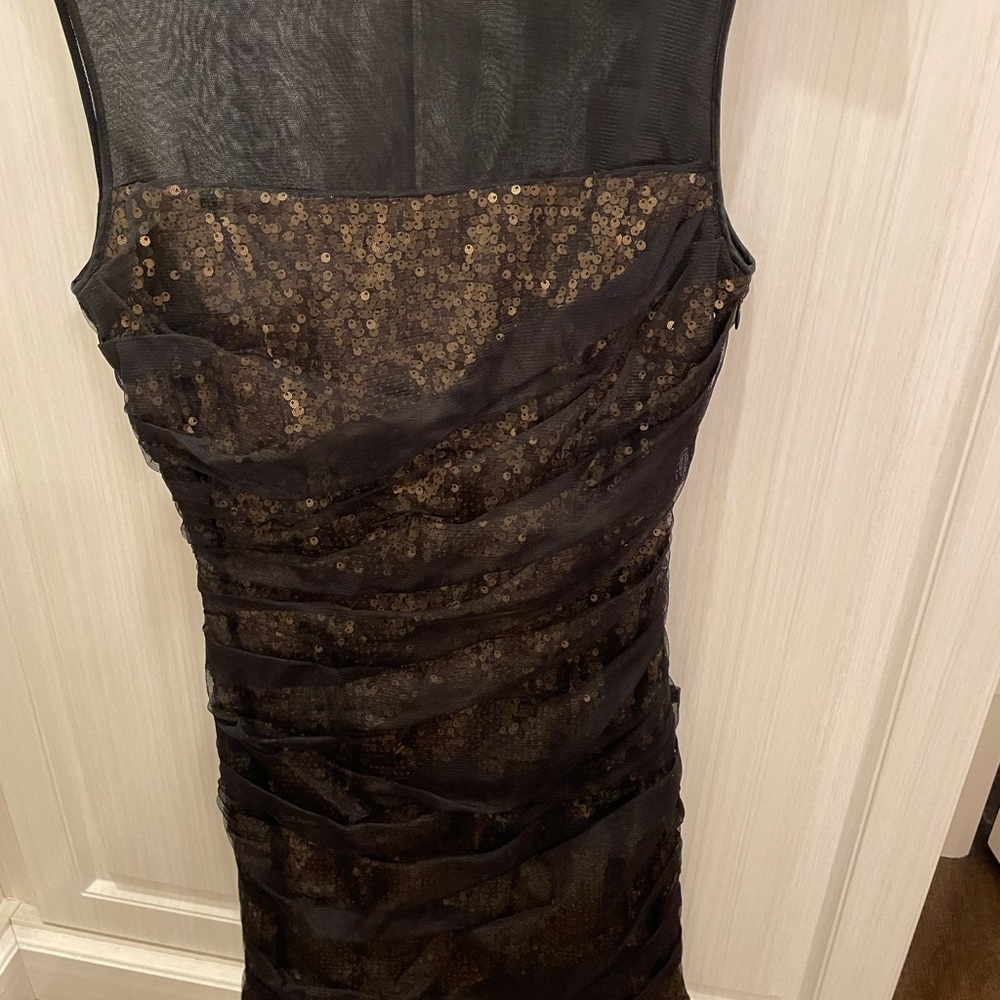 Cynthia Steffe black dress with gold sequins